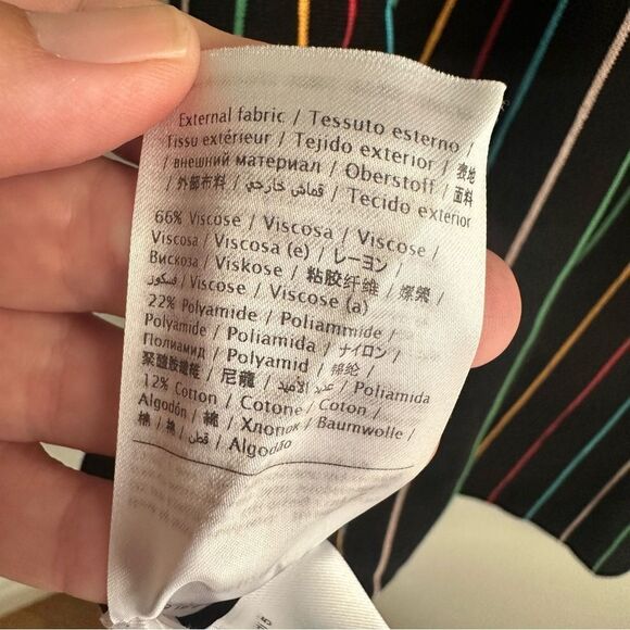 Red Valentino Short Sleeve Black Knit Rainbow Stripe Shift Dress - Picture 8 of 9